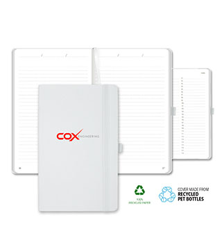 BLK25-QG18V - ECO rPET Medio Lined Recycled White Page Journal