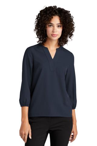 Women's Stretch Crepe 3/4-Sleeve Blouse